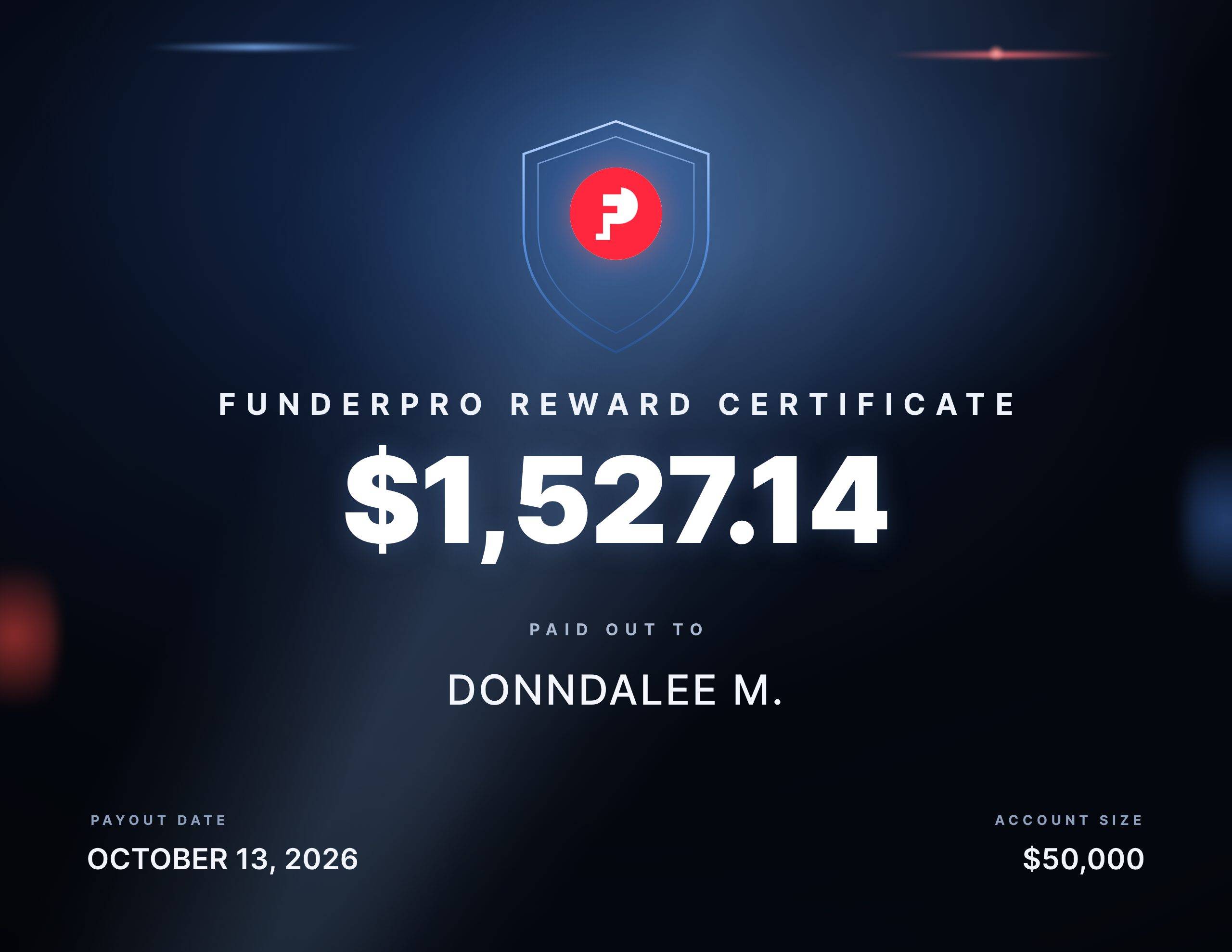 $1,527.14 reward paid out to Donndalee M.