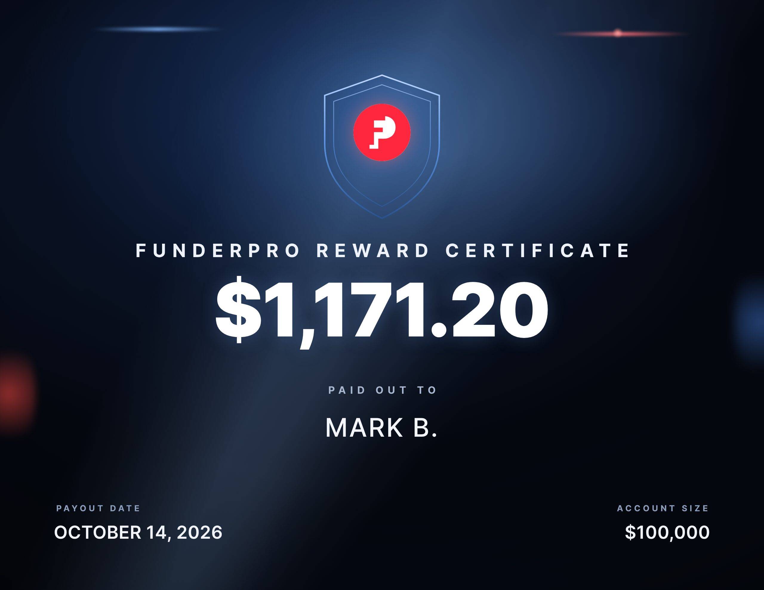 $1,171.20 reward paid out to Mark B.