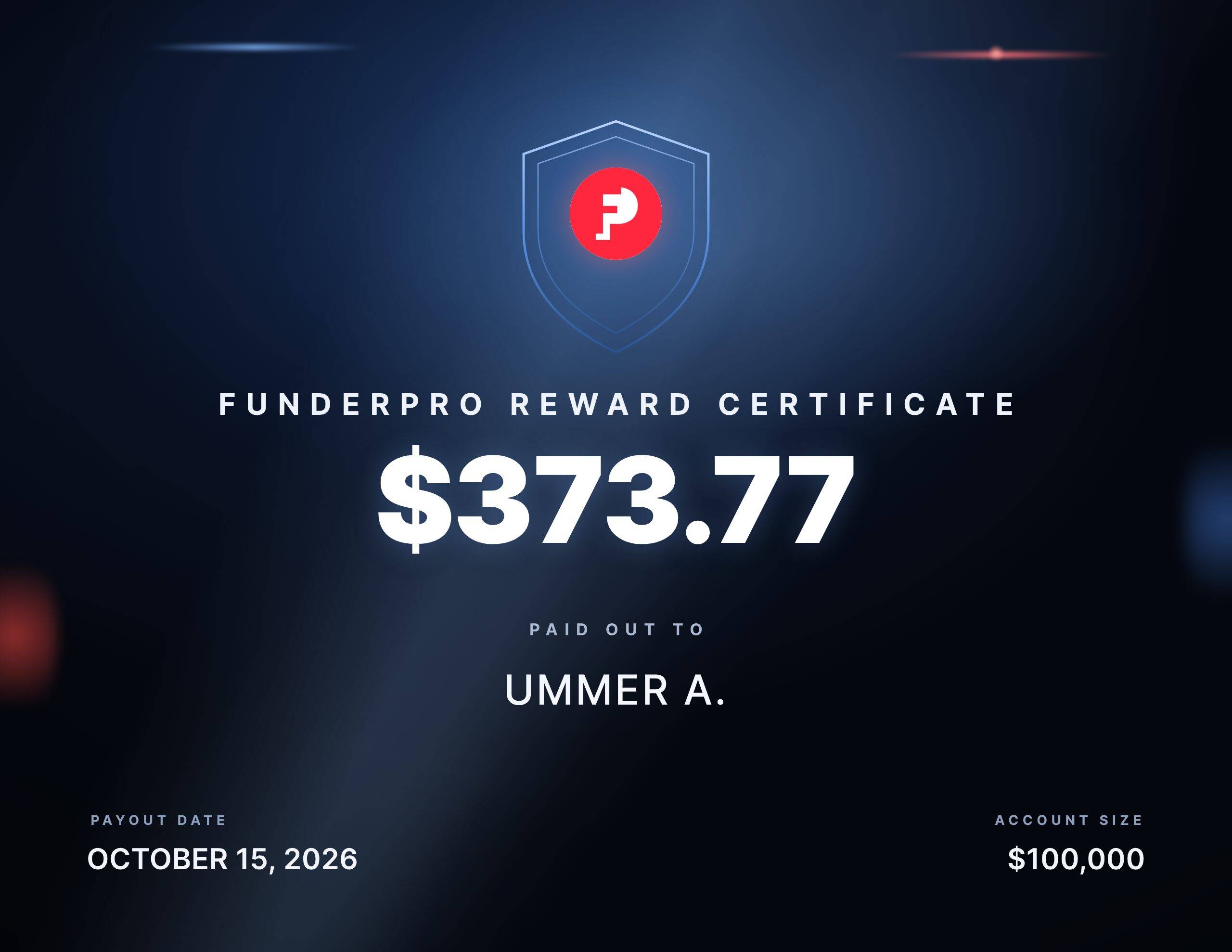 $373.77 reward paid out to Ummer A.