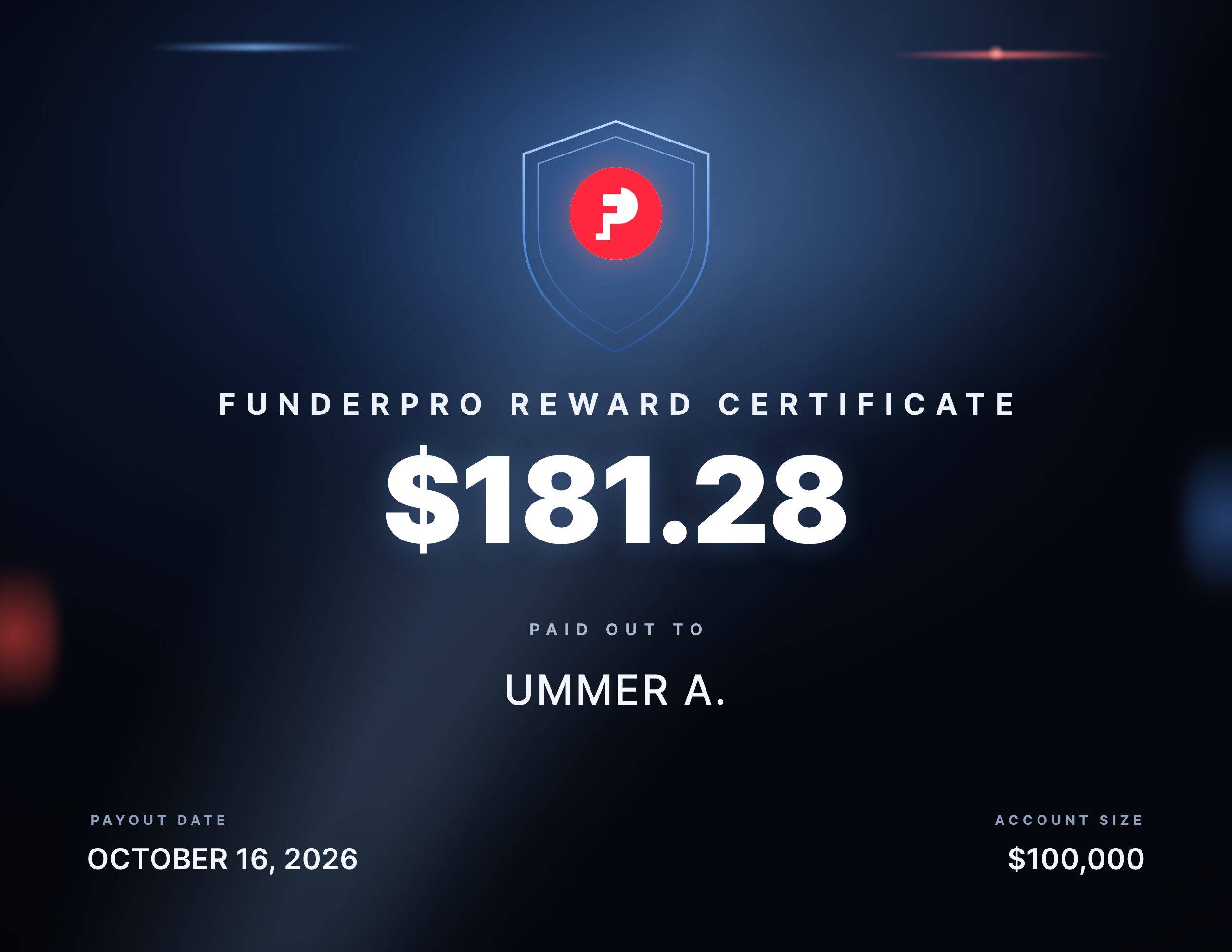 $181.28 reward paid out to Ummer A.